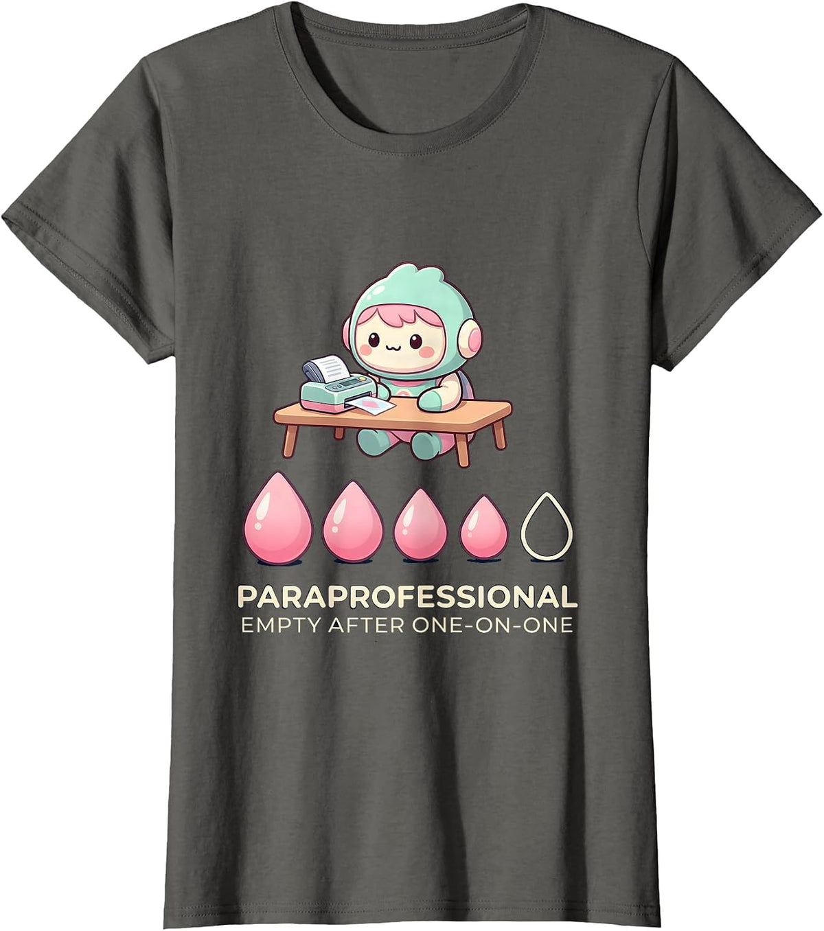 Women's PARAPROFESSIONAL Cute Kawaii School Staff Appreciation T-Shirt - Asphalt Grey