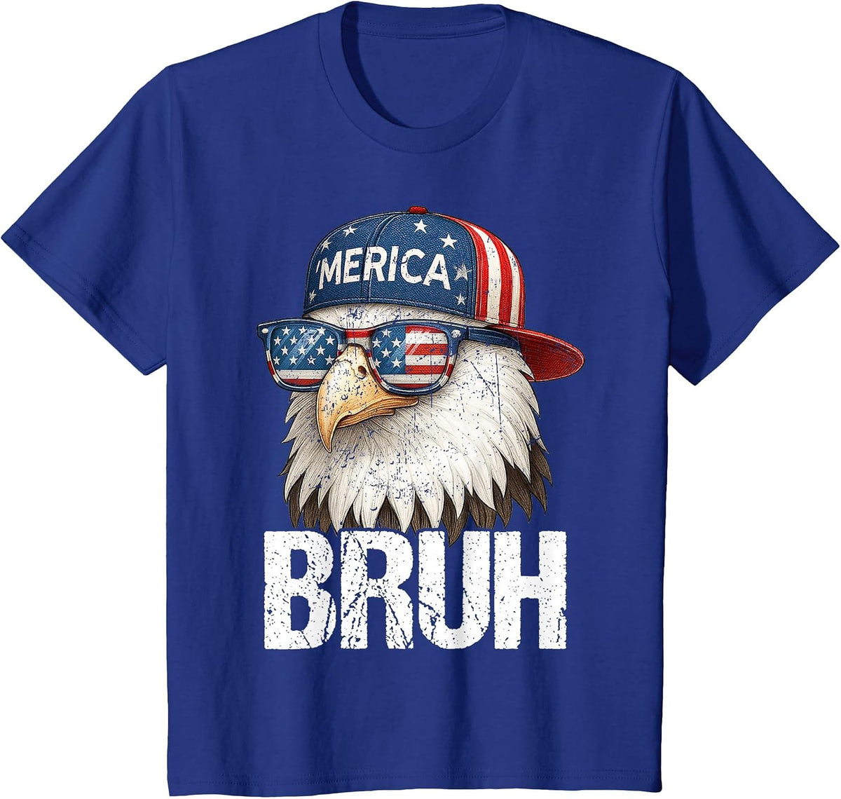 Bruh Fourth 4th of July Eagle American Patriotic Mens Boys T-Shirt - Royal Blue