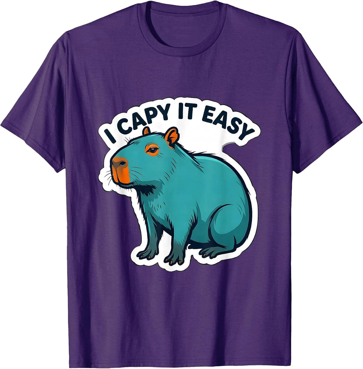Men's I Capy It Easy Funny Capybara Animal Humor Meme T-Shirt - Purple