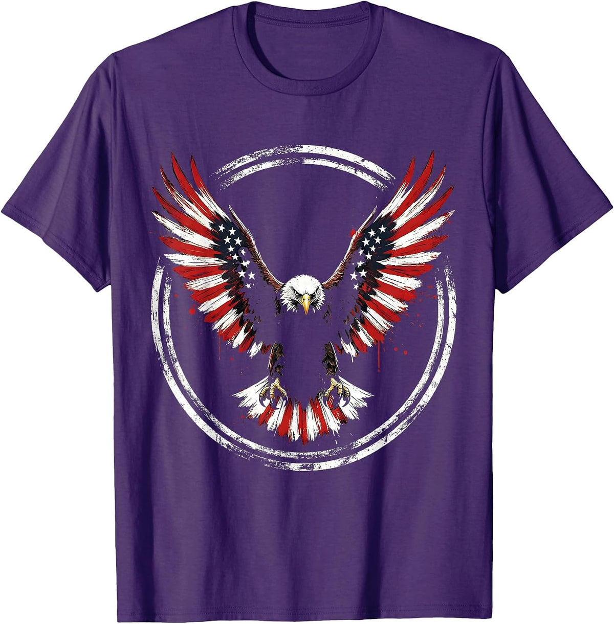 Eagle Soaring American Flag Wings Patriotic Design T-Shirt - Purple