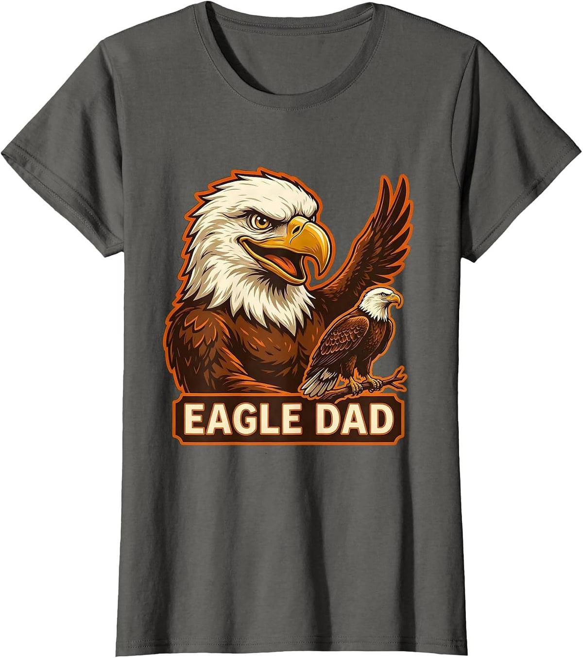 Women's Eagle Dad Retro Advertising Mascot Wildlife Lover Pride Kids T-Shirt - Asphalt Grey