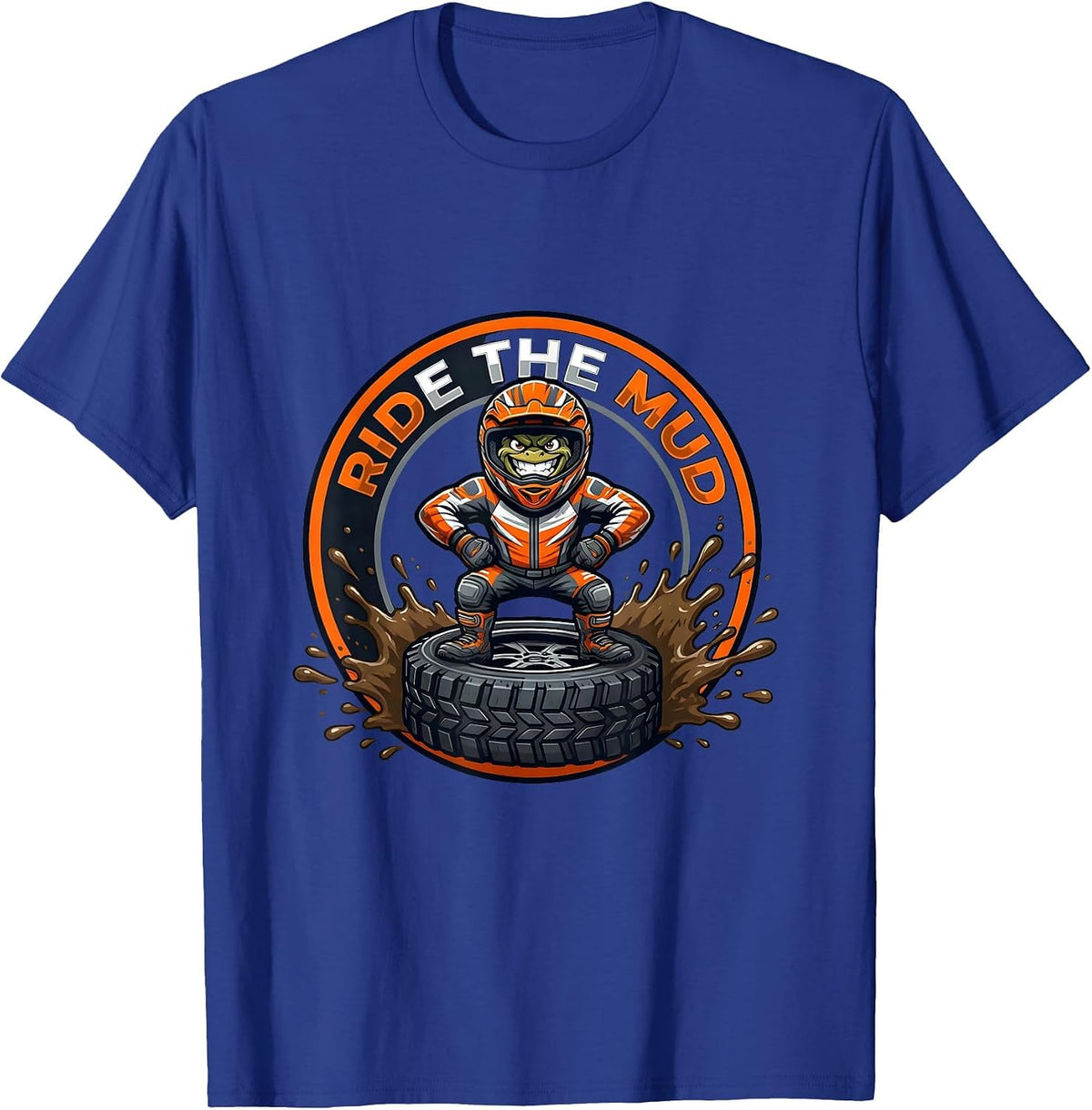 Ride The Mud Motocross Mascot Dirt Bike Rider Pride T-Shirt - Royal Blue