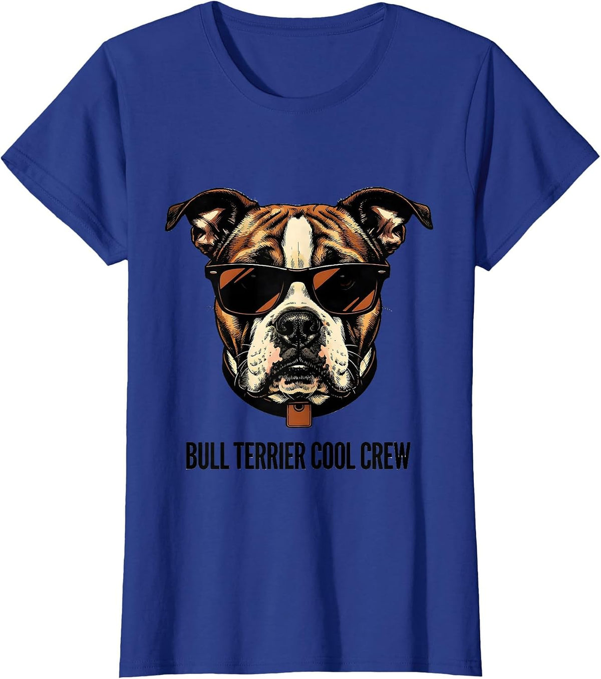 Women's Bull Terrier Cool Crew Funny Dog Lover Humor T-Shirt - Royal Blue