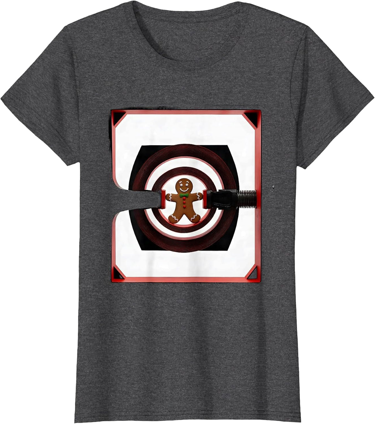 Women's Gingerbread Radiology Tech Geometric Christmas Humor T-Shirt - Dark Heather Grey