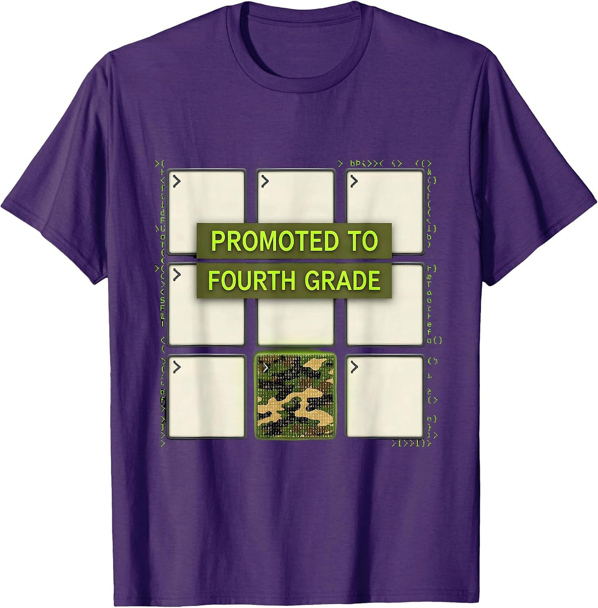 Promoted To Fourth Grade Camo Back To School Boys T-Shirt - Purple