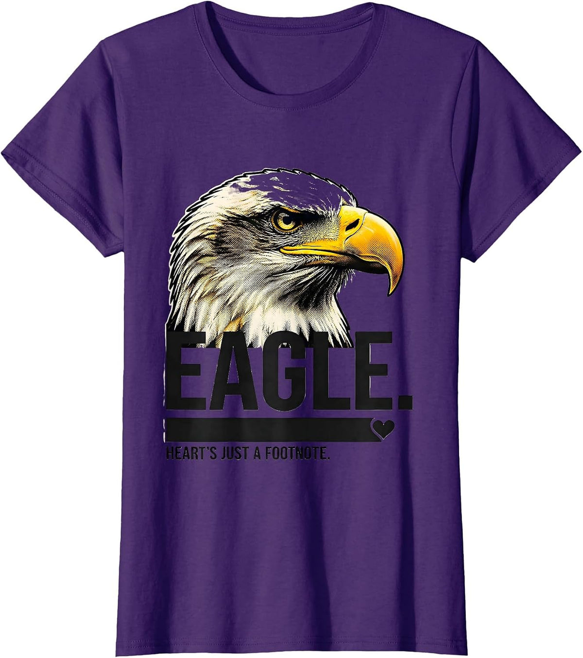 Women's EAGLE Heart's Just a Footnote Playful Wildlife Pride Eagle T-Shirt - Purple