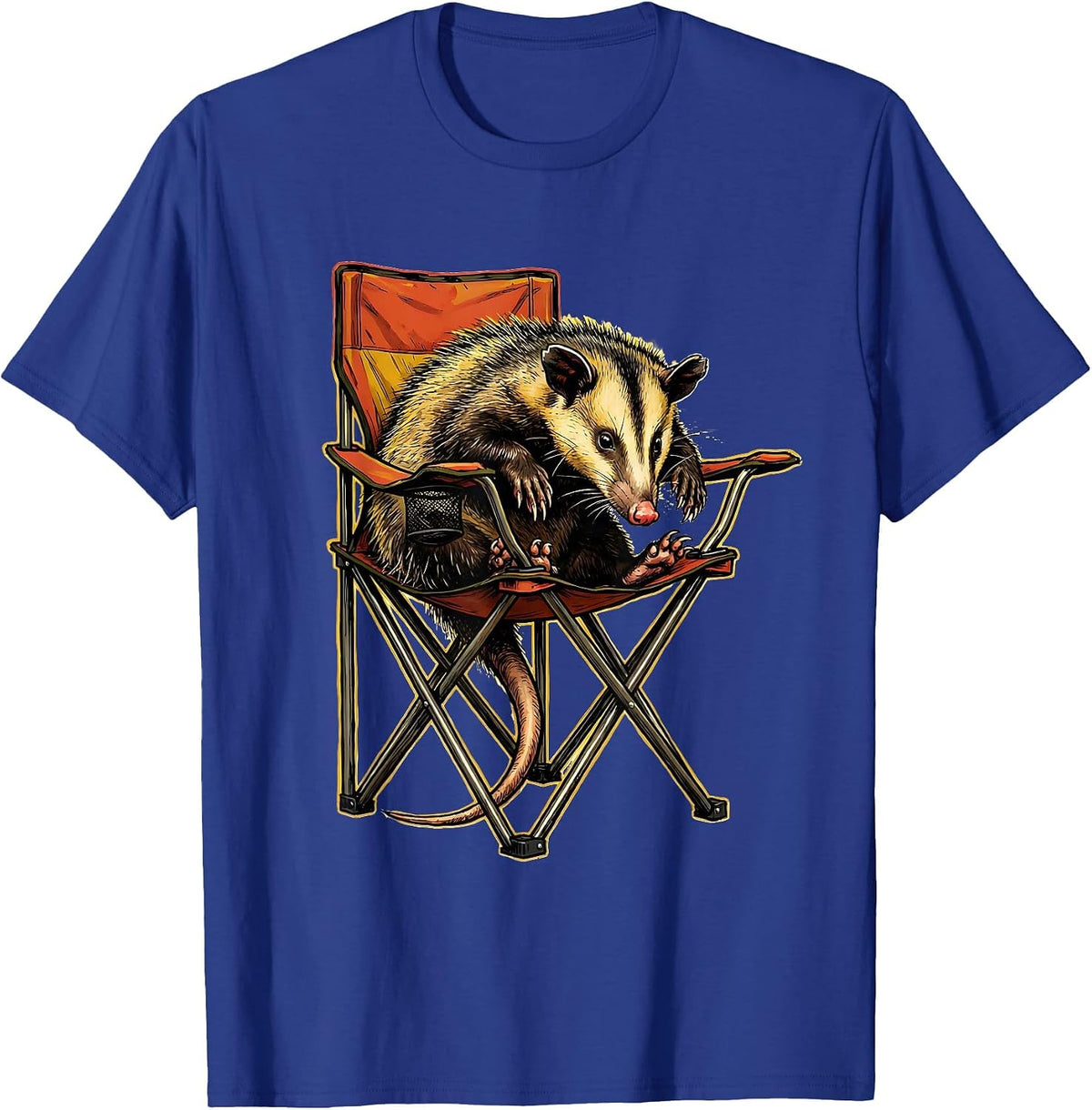 Men's Opossum Slumped Camp Chair Funny Animal Meme Humor T-Shirt - Royal Blue