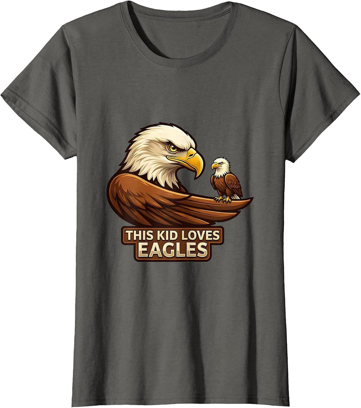 Women's This Kid Loves Eagles Funny Eagle Mascot Lover Family T-Shirt - Asphalt Grey
