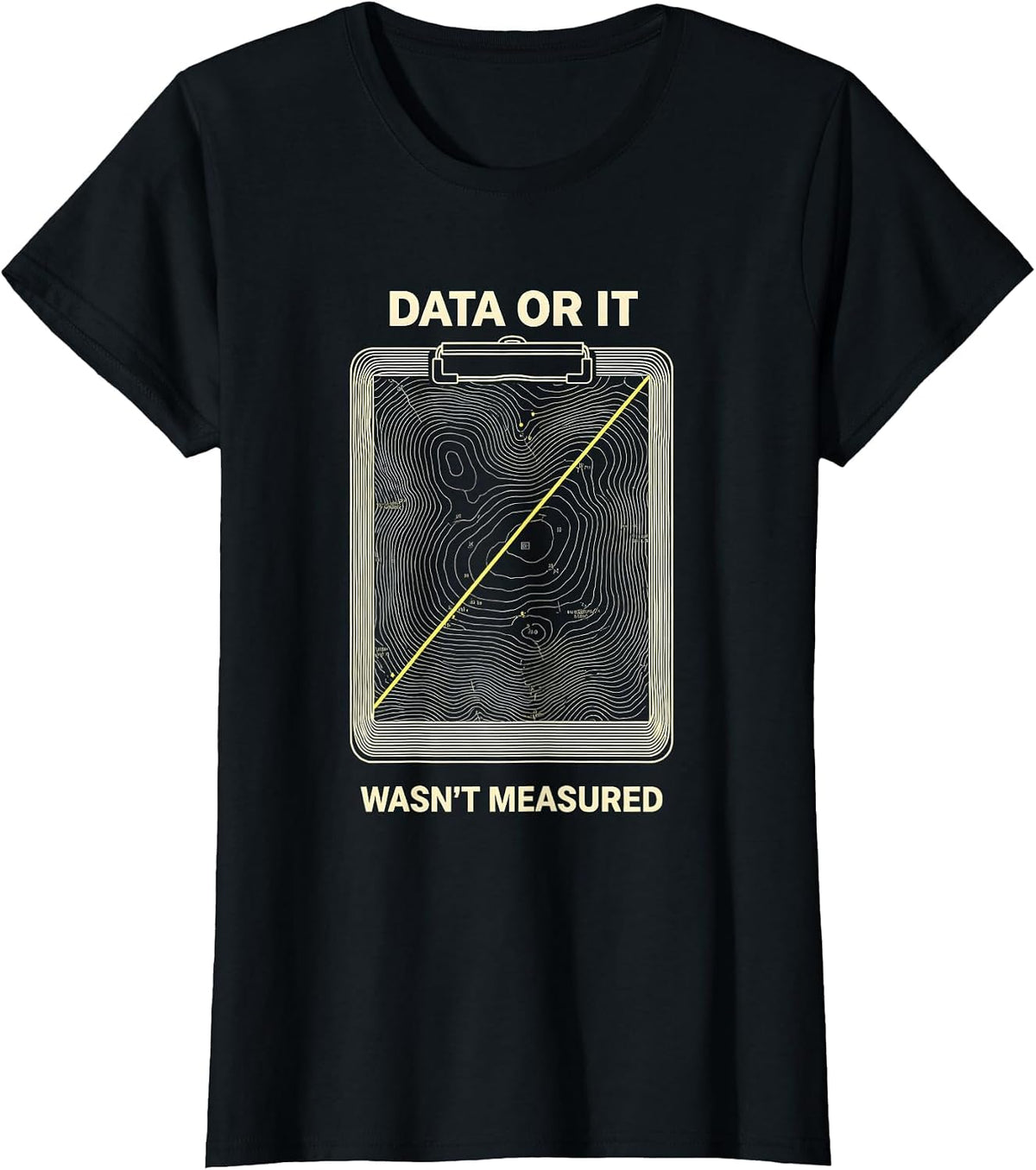 Women's Data Or It Wasn't Measured Topographic Contour ABA Therapist T-Shirt - Black