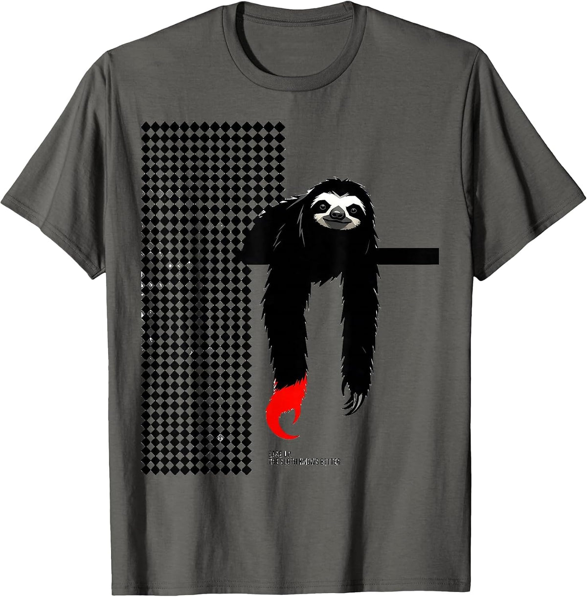 Men's Ease Up The Sloth Knows Better Funny Sloth Lover Humor Gift T-Shirt - Asphalt Grey