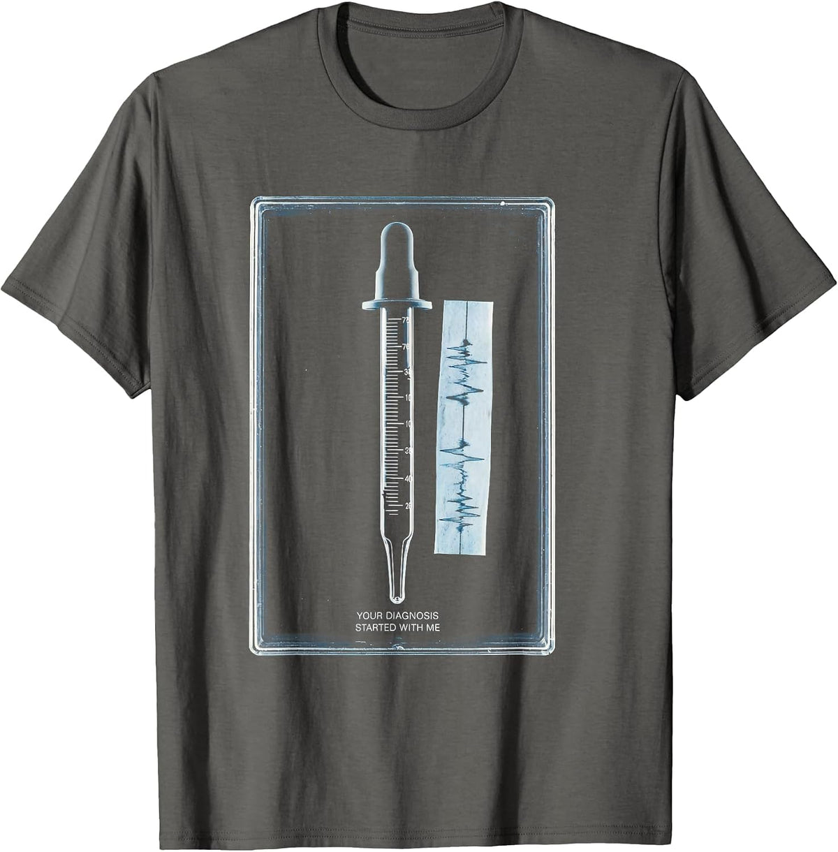 Men's Your Diagnosis Started With Me Funny Lab Tech Scientist T-Shirt - Asphalt Grey