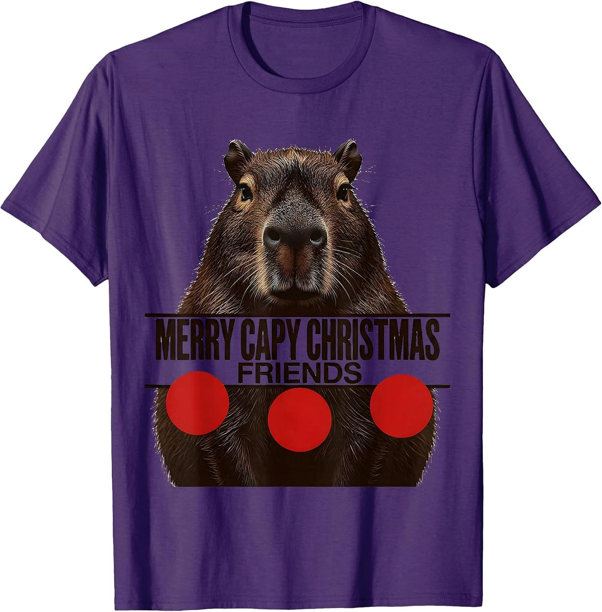 Men's Merry Capy Christmas, Friends Whimsical Capybara Family T-Shirt - Purple