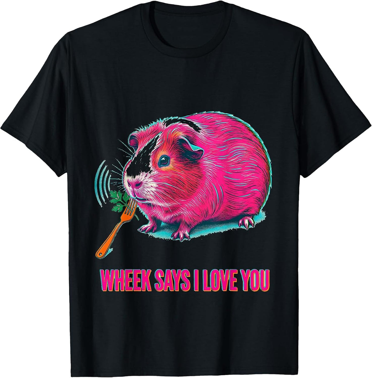 Men's Wheek Says I Love You Funny Guinea Pig Lover Pet Pig Owner T-Shirt - Black