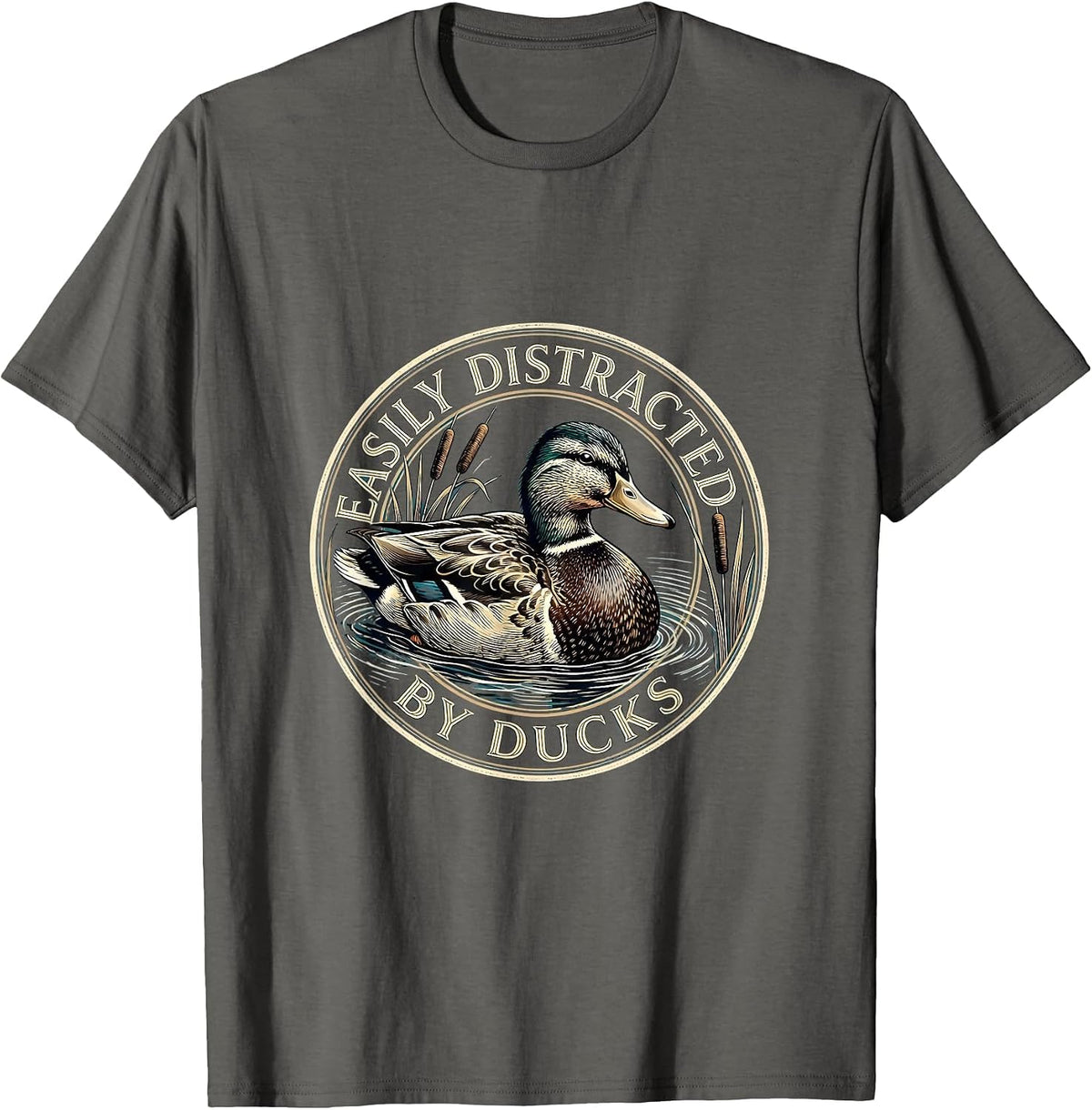 Men's Easily Distracted By Ducks Funny Duck Lover Design T-Shirt - Asphalt Grey