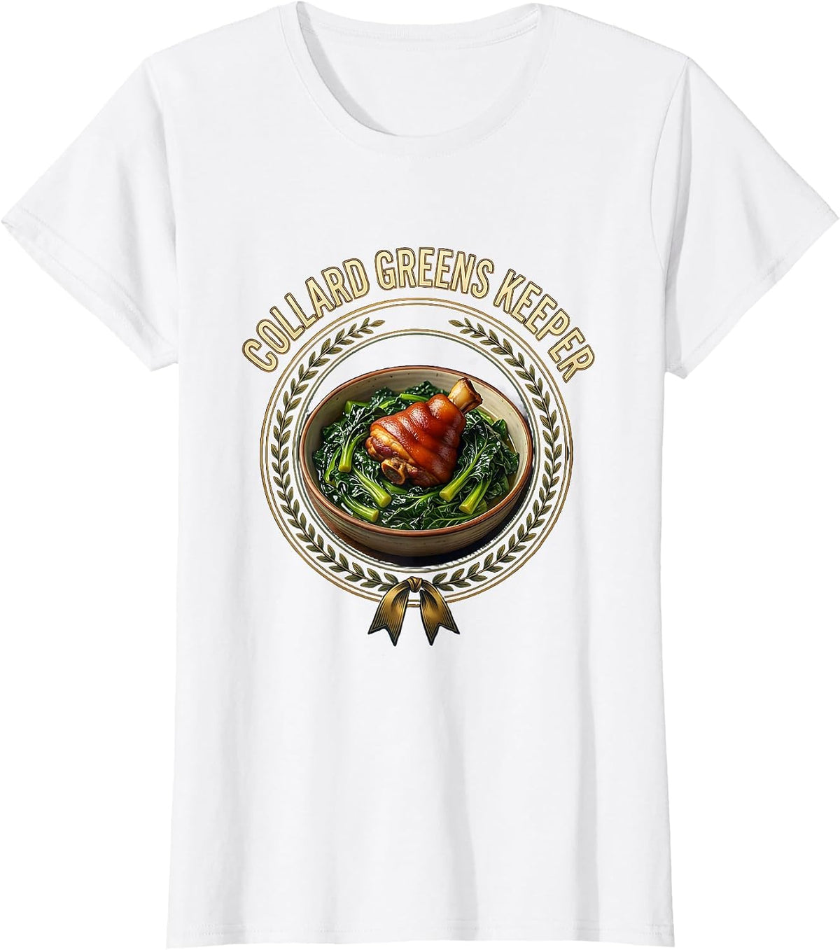 Women's Collard Greens Keeper Bootleg 90's Rap Rock Vintage Funny T-Shirt - White