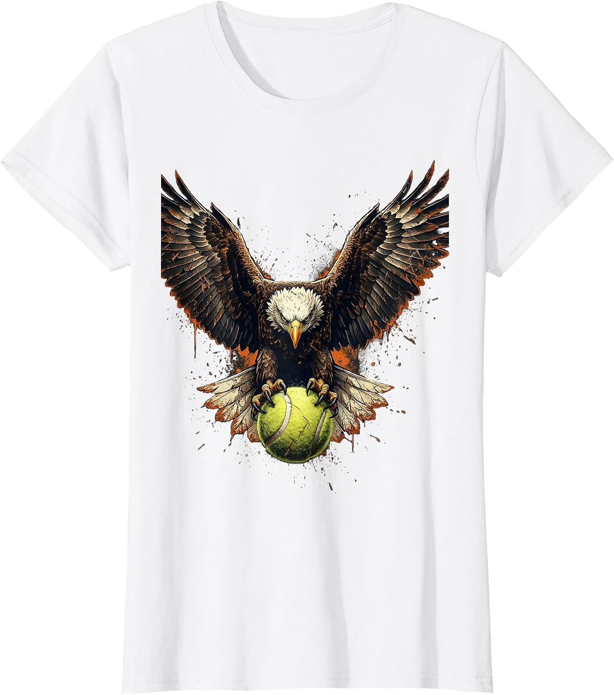 Eagle Snatching Tennis Ball Mid-Flight Graphic T-Shirt - White