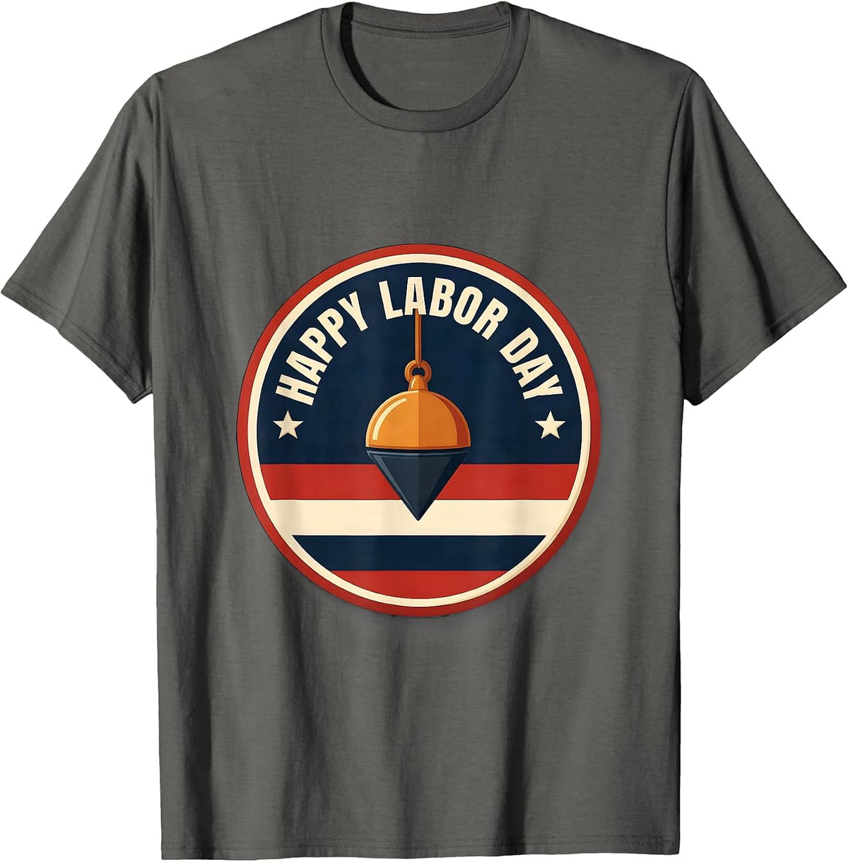 Happy Labor Day Patriotic Union Pride Emblem Worker Badge T-Shirt - Asphalt Grey