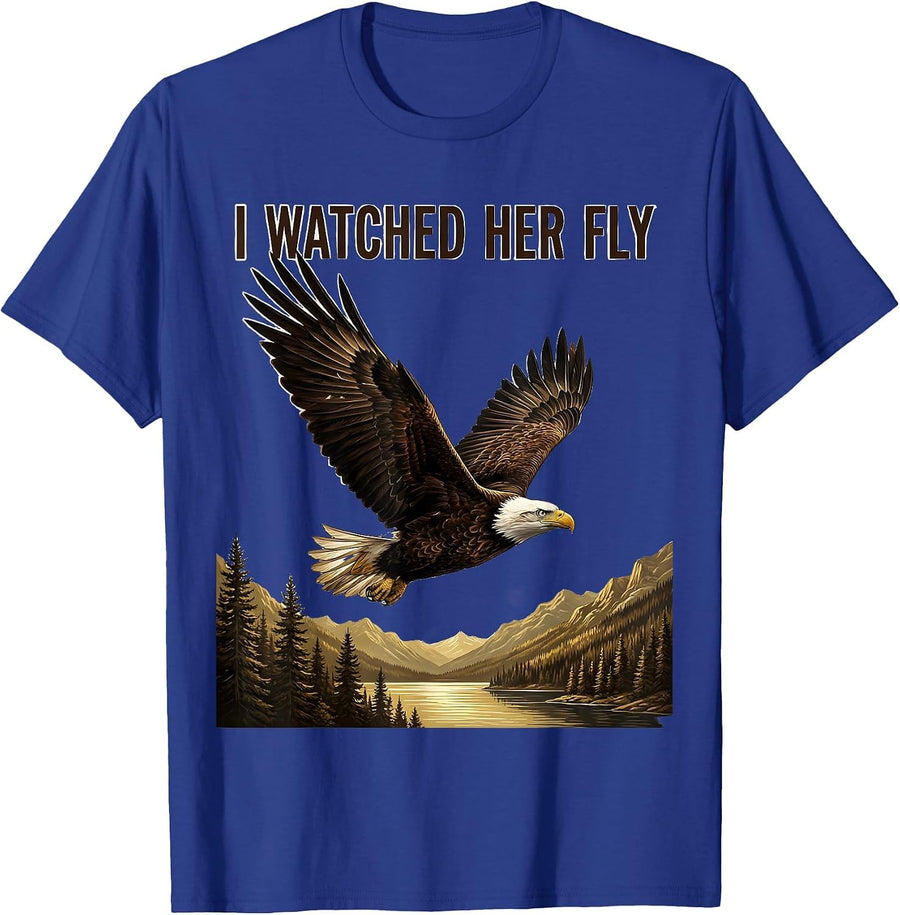 I Watched Her Fly Memorial Big Bear Lake Eagle Fan Tribute T-Shirt - Royal Blue