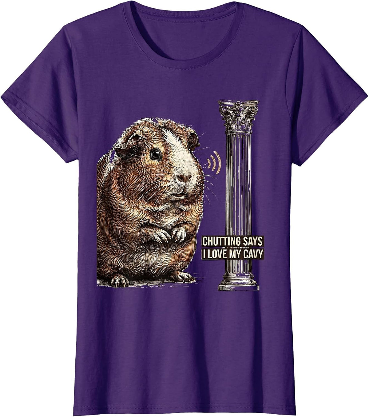 Women's Chutting Says I Love My Cavy Funny Guinea Pig Lover Humor T-Shirt - Purple