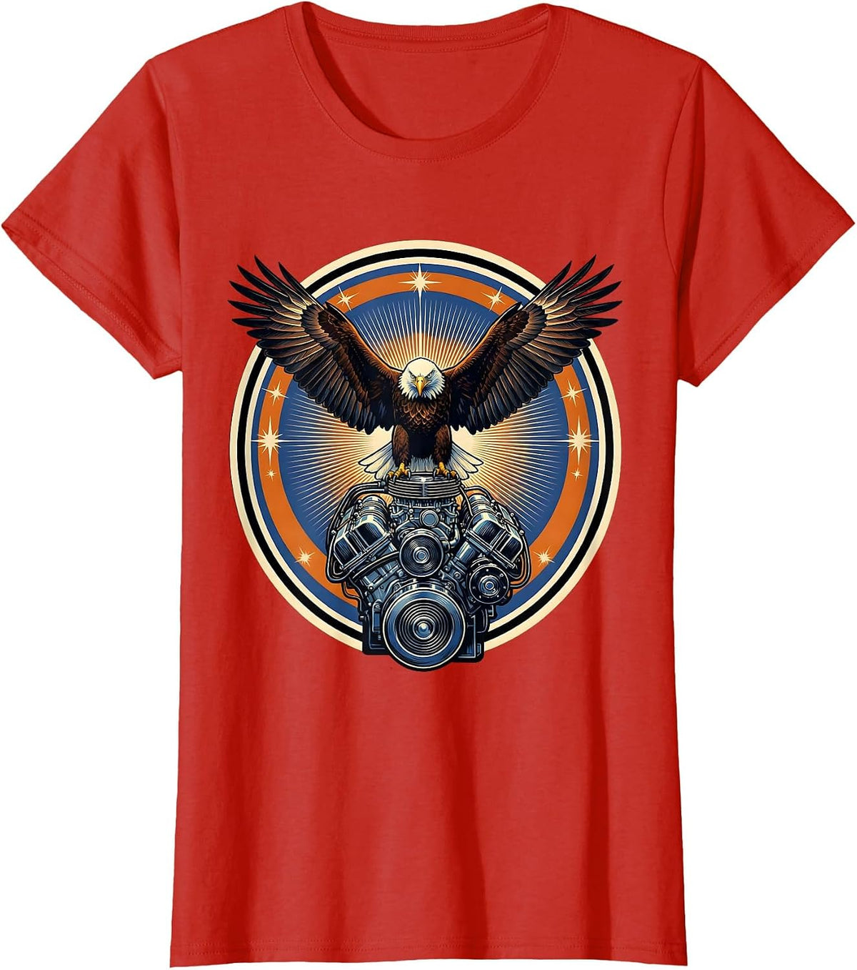 Valley Forge Automotive Bald Eagle V8 Engine T-Shirt - Red