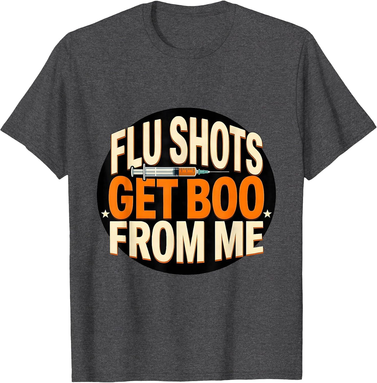 Flu Shots Get Boo From Me Funny Nurse Ghost Halloween T-Shirt - Dark Heather Grey