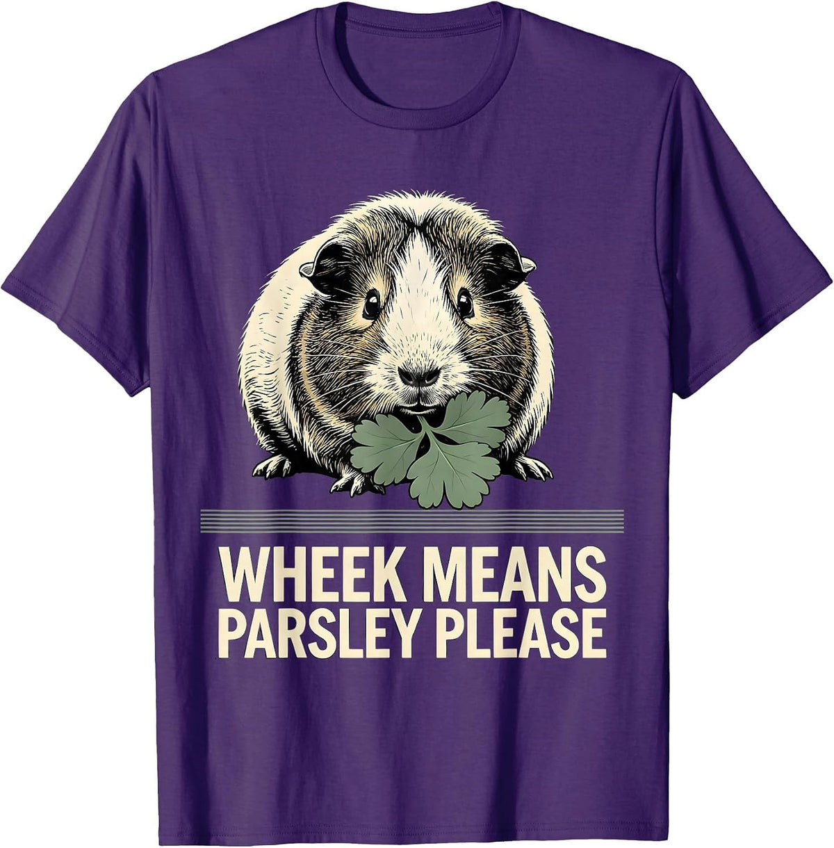 Men's Wheek Means Parsley Please Funny Guinea Pig Pet Lover Gift T-Shirt - Purple