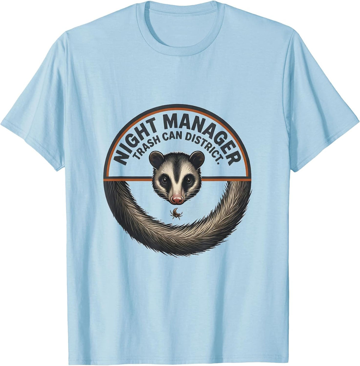 Men's Night Manager Trash Can District Minimalist Opossum Meme T-Shirt - Baby Blue