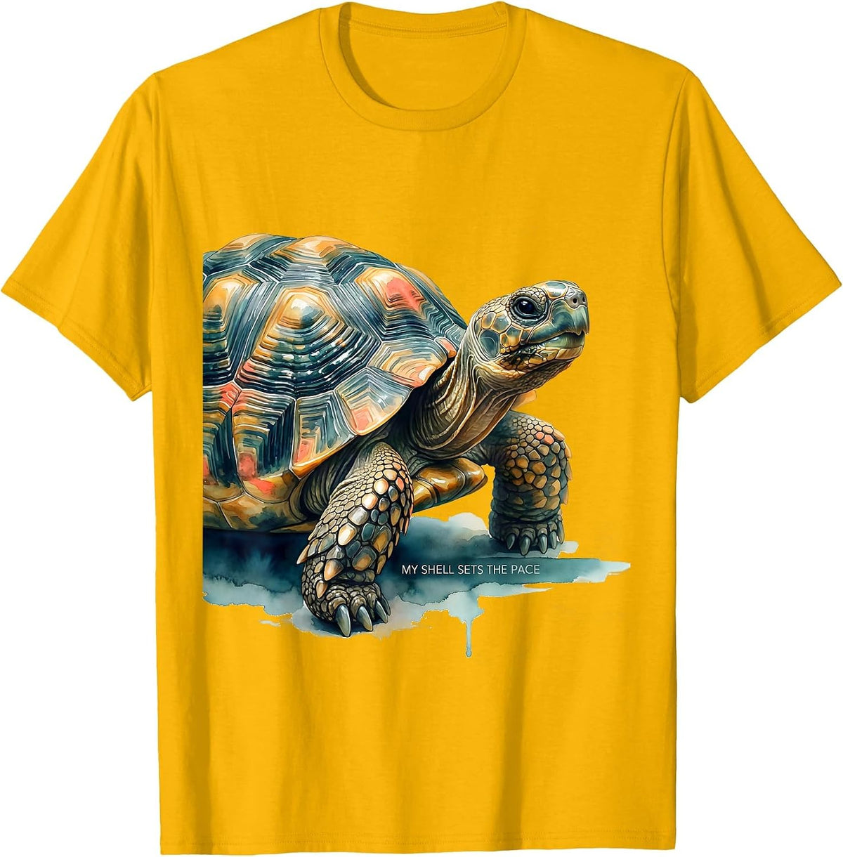 My Shell Sets The Pace Funny Tortoise Lover Pet Owner Gift T-Shirt - Golden Yellow