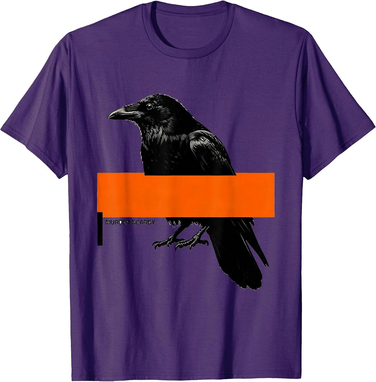 Murder Nearby Brutalist Dark Humor Crow Raven Bird Lover T-Shirt - Purple