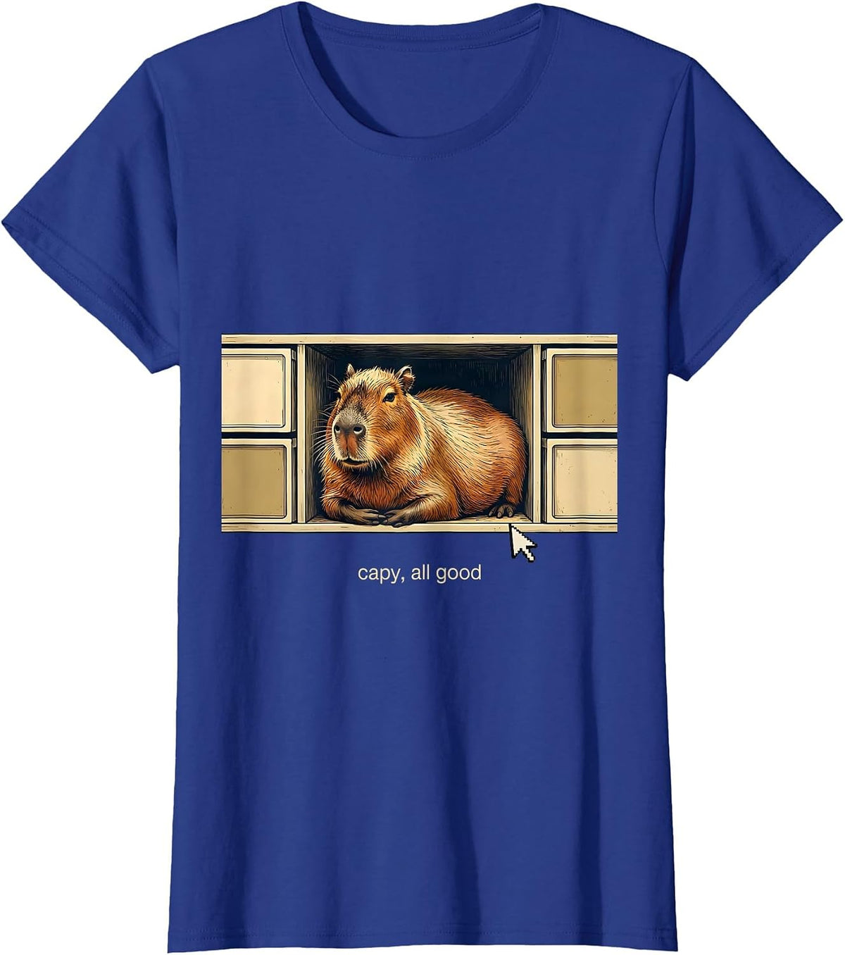 Women's capy all good Funny Capybara Gamer Meme Humor T-Shirt - Royal Blue