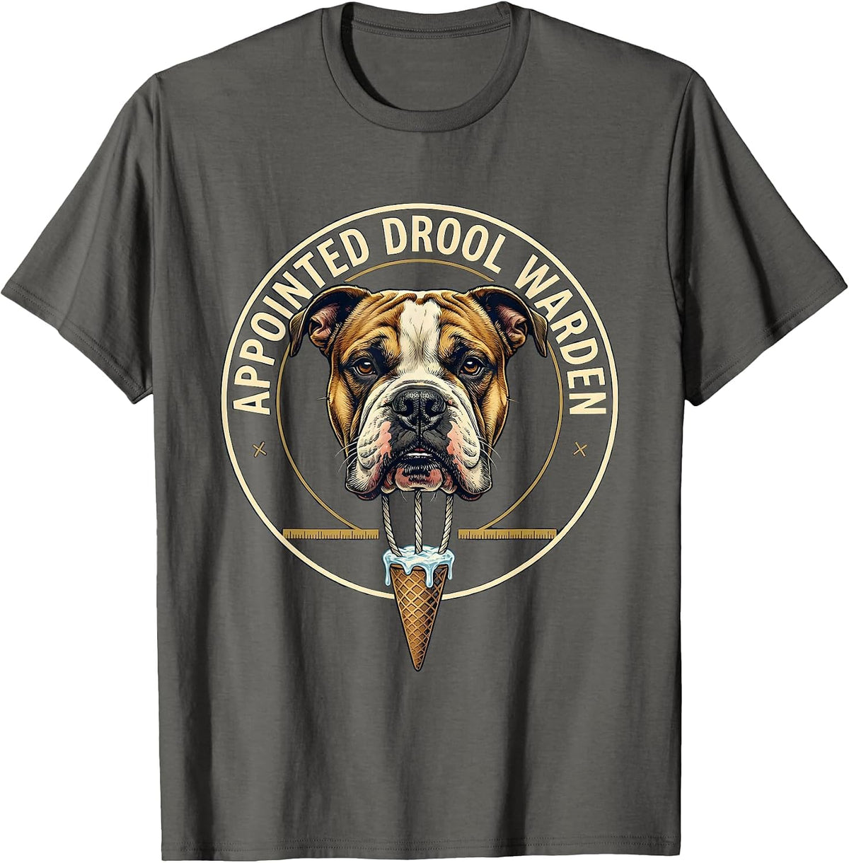 Men's Appointed Drool Warden Funny Bull Terrier Dog Mom Dog Dad T-Shirt - Asphalt Grey