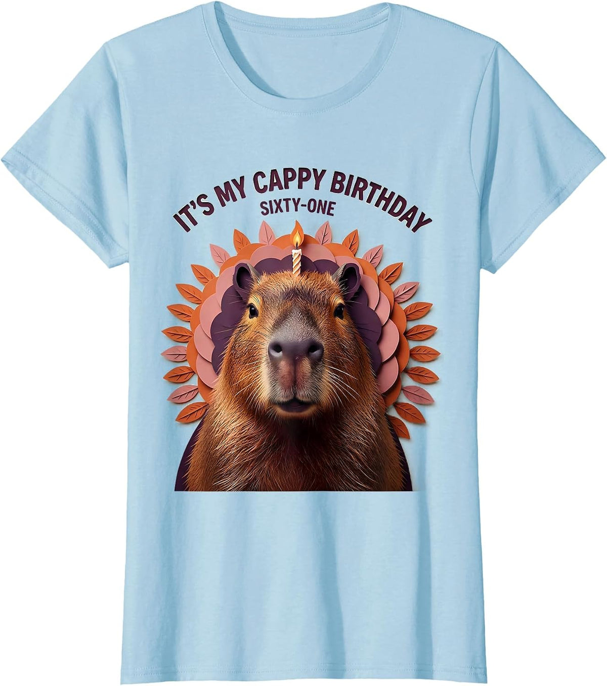 It's My Cappy Birthday Sixty-One Kawaii Capybara Birthday T-Shirt - Baby Blue
