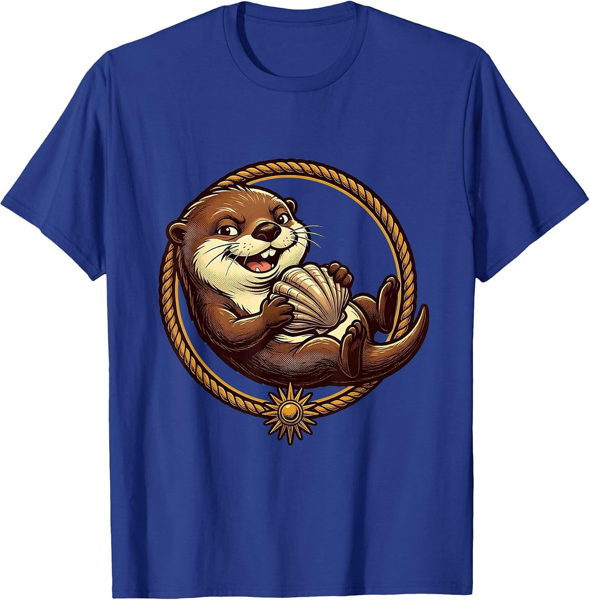 Funny Otter Floating With Snack On Belly T-Shirt - Royal Blue