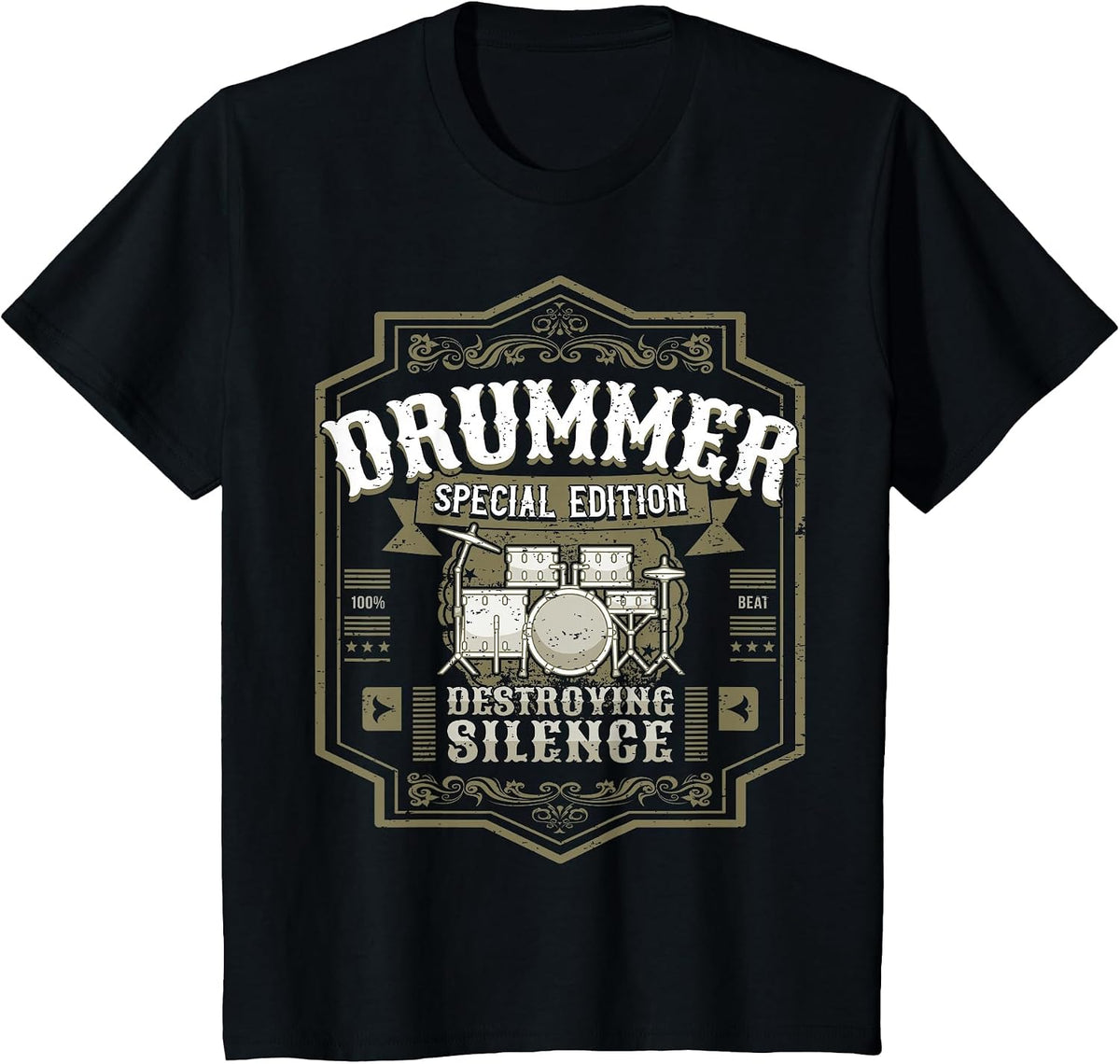 Drummer Percussion Drums Vintage T-Shirt - Black