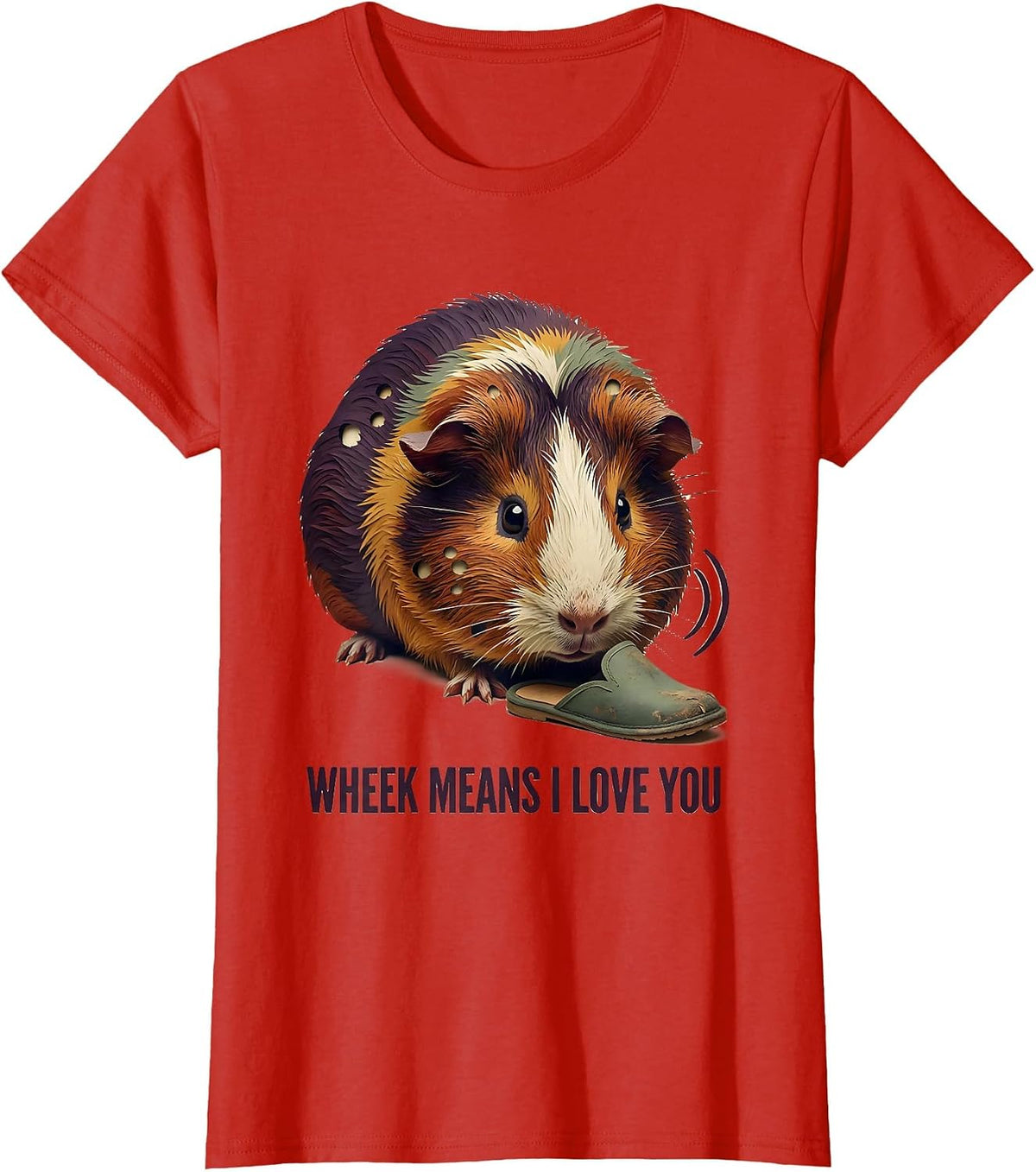 Women's Wheek Means I Love You Funny Guinea Pig Lover Cavy Owner T-Shirt - Red