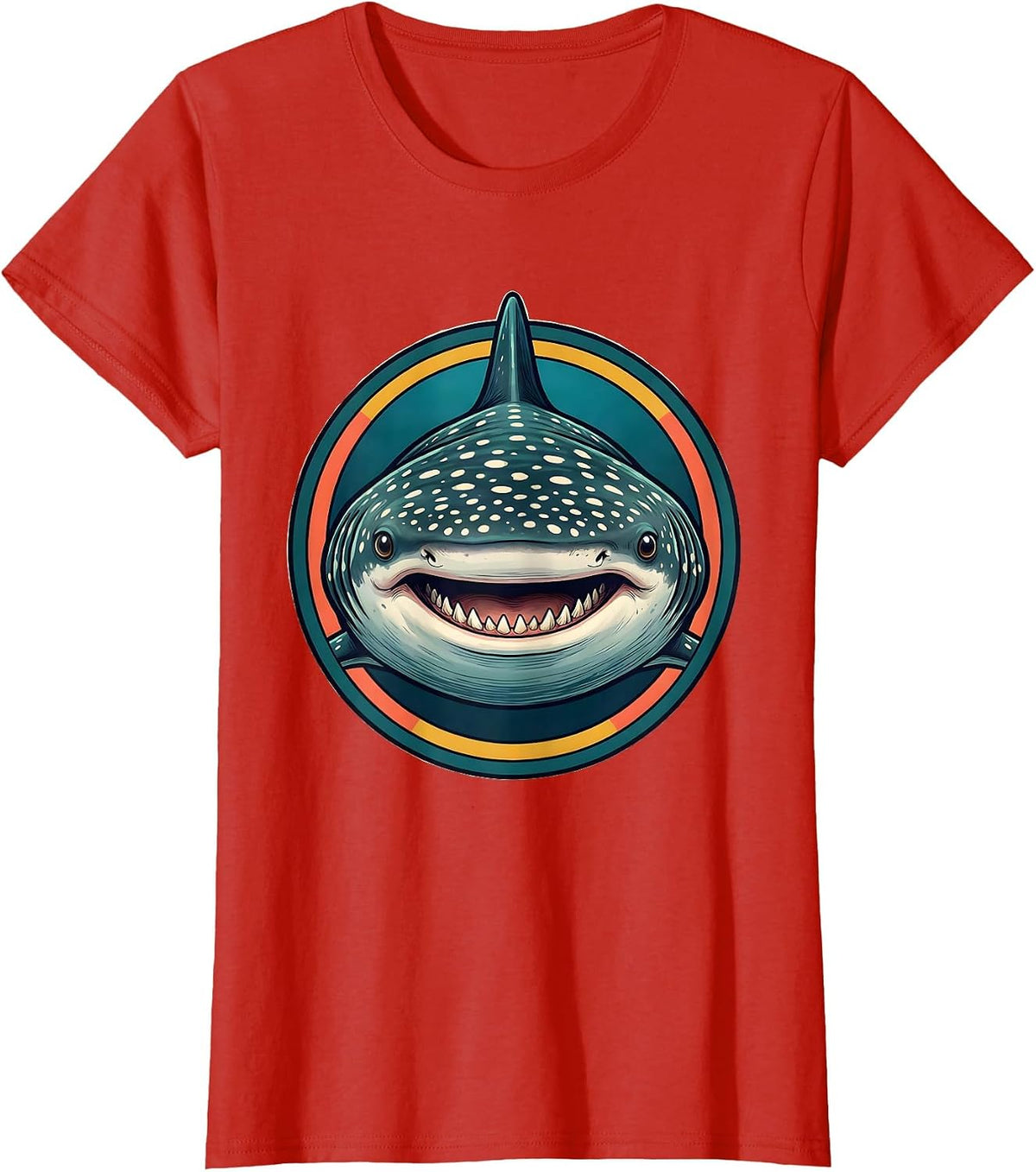 Whale Shark Head Playful Ocean Wildlife Enthusiast T-Shirt - Red