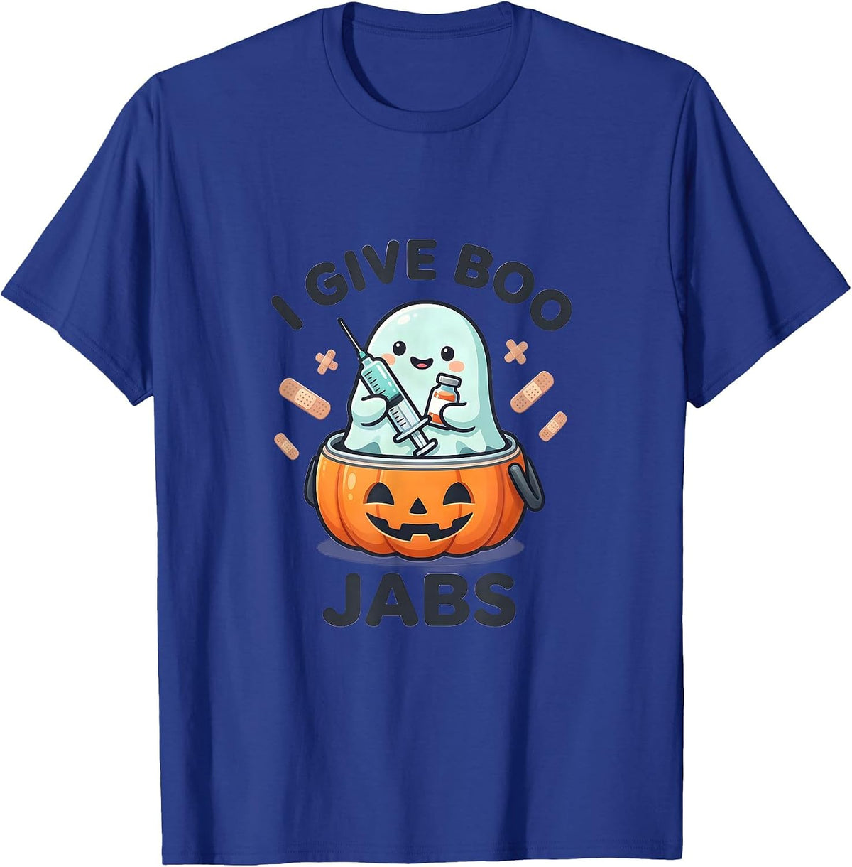 I Give Boo Jabs Funny Nurse Ghost Halloween Flu Shot T-Shirt - Royal Blue