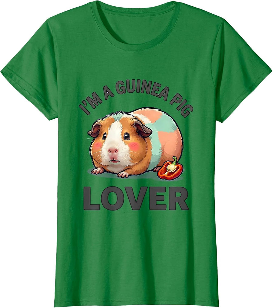 Women's I'm A Guinea Pig Lover Cute Kawaii Pet Owner Humor T-Shirt - Kelly Green