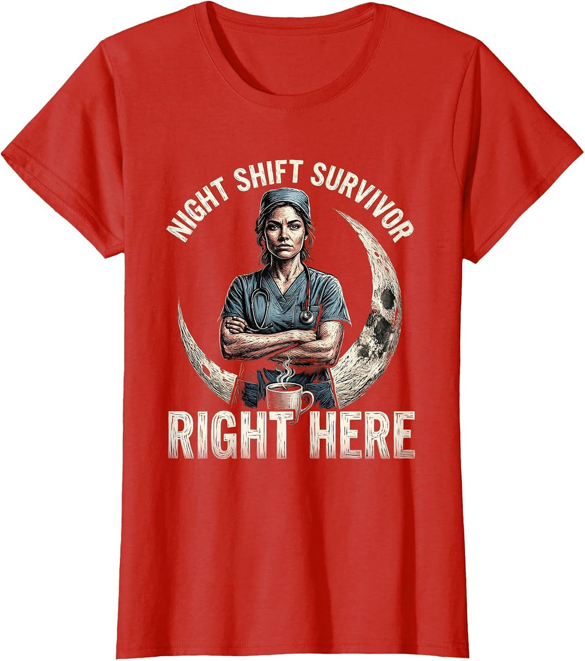 Night Shift Survivor Nurse Women's Design T-Shirt - Red