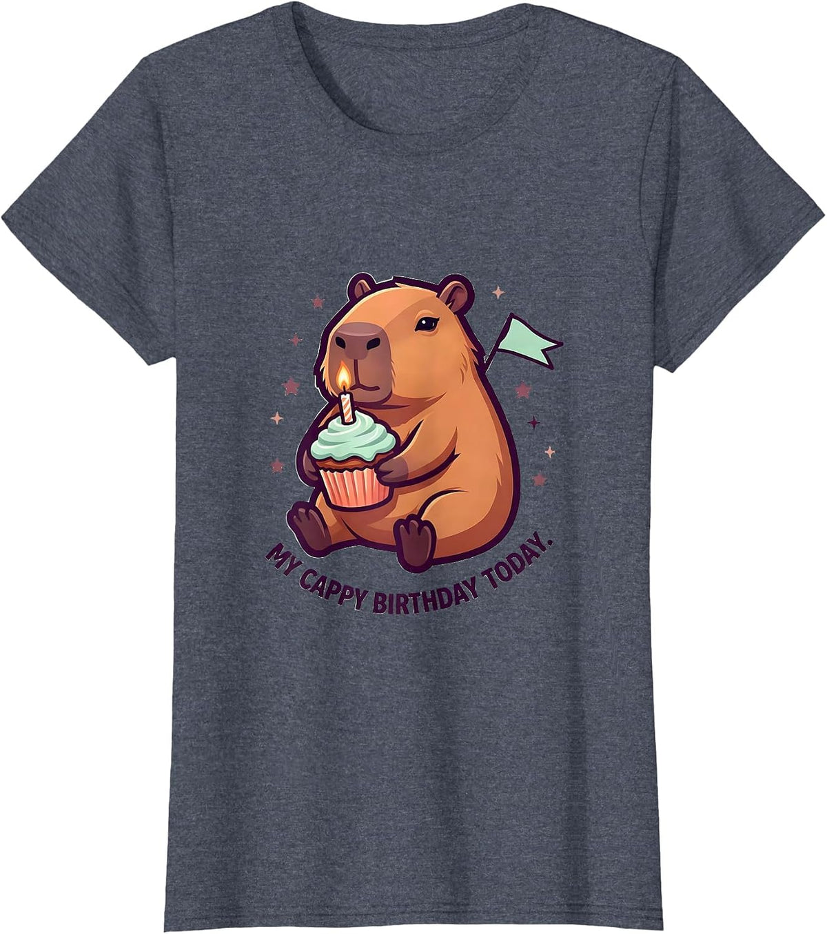 Women's My Cappy Birthday Today Kawaii Capybara Birthday Gift T-Shirt - Heather Blue