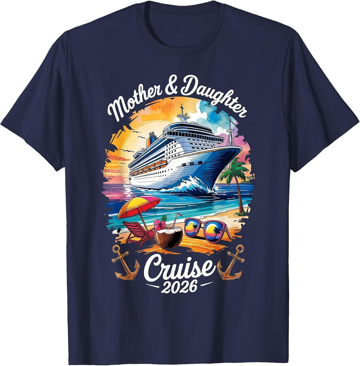 Mother Daughter Cruise 2026 Vacation Trip Matching Family T-Shirt - Navy Blue