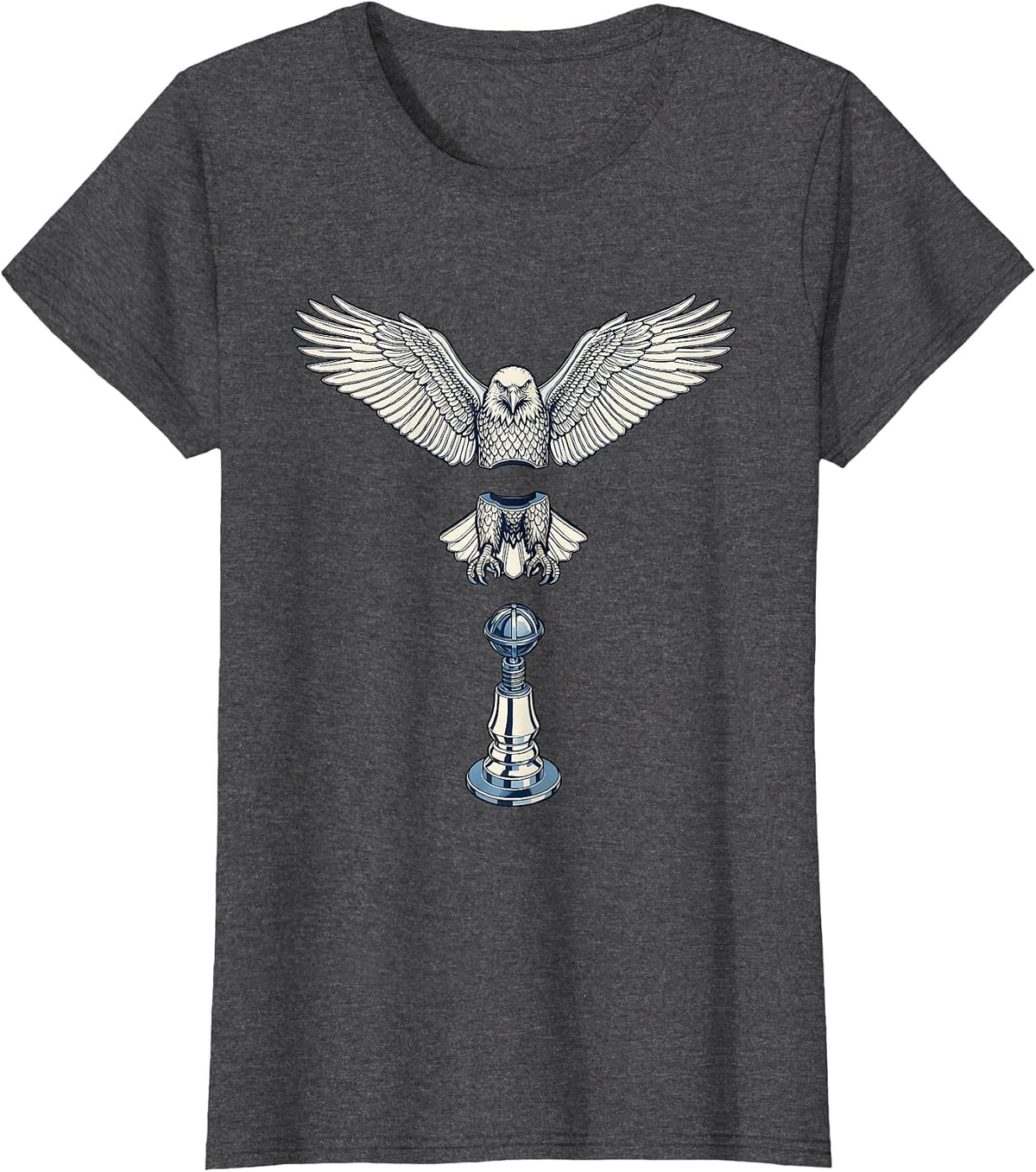 Women's Valley Forge Automotive Bald Eagle Hood Ornament T-Shirt - Dark Heather Grey