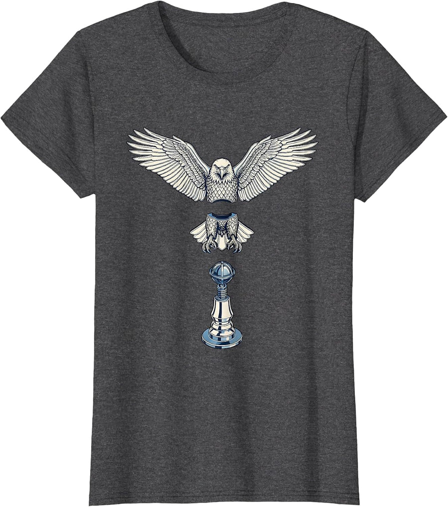 Women's Valley Forge Automotive Bald Eagle Hood Ornament T-Shirt - Dark Heather Grey