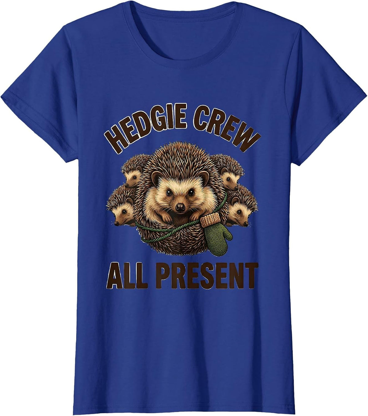 Women's Hedgie Crew All Present Cute Hedgehog Christmas Family T-Shirt - Royal Blue