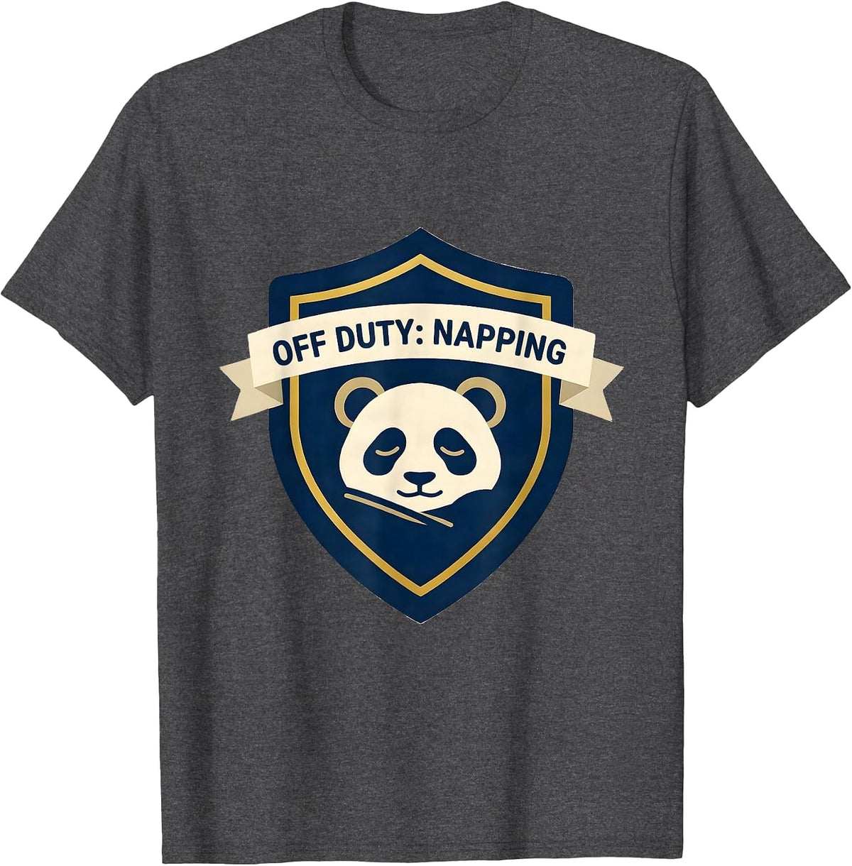 Off Duty Napping Cute Panda Cub Emblem Kids Sleepshirt T-Shirt - Dark Heather Grey