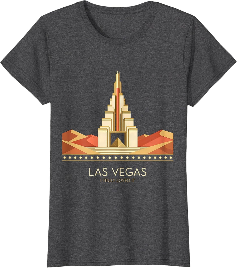 Women's Las Vegas I Truly Loved It Art Deco Vacation Souvenir Trip T-Shirt - Dark Heather Grey