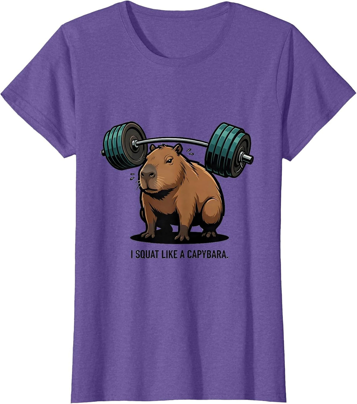 Women's I Squat Like A Capybara Funny Gym Workout Weightlifting Meme T-Shirt - Purple Heather