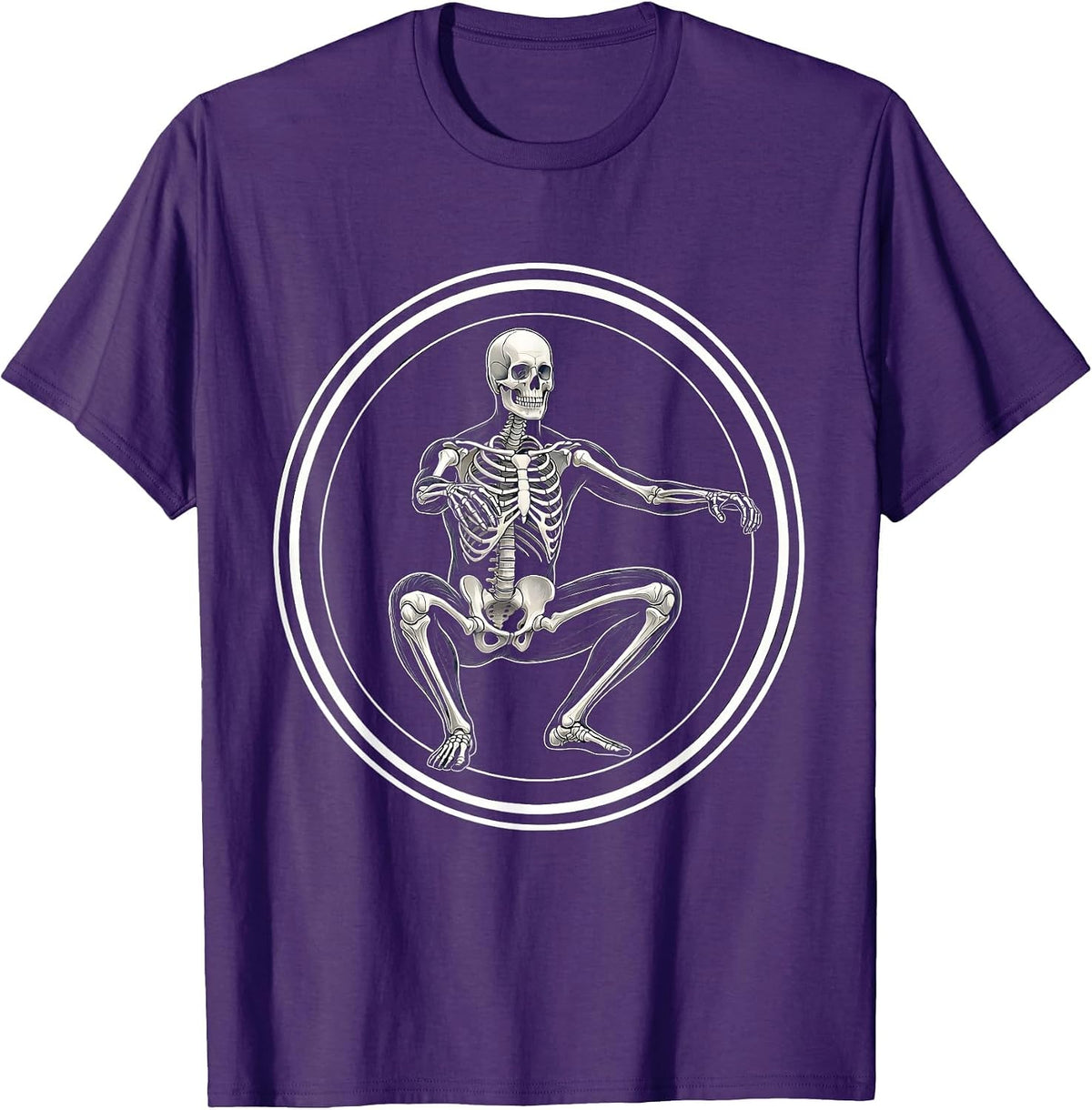 Men's Skeleton Deep Squat Physical Therapy Funny Bone T-Shirt - Purple