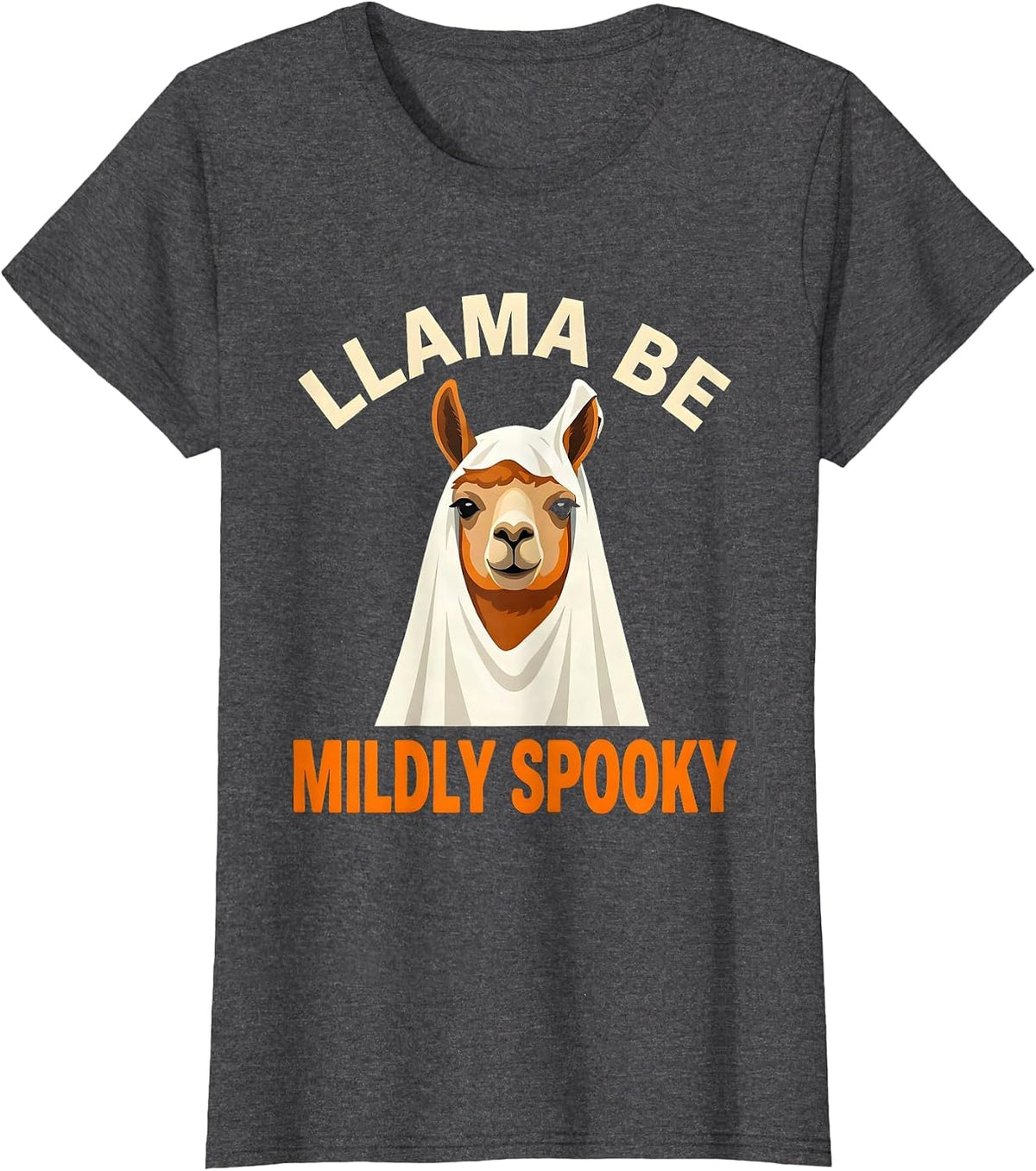 Women's Llama Be Mildly Spooky Costume Funny Llama Lover Halloween T-Shirt - Dark Heather Grey