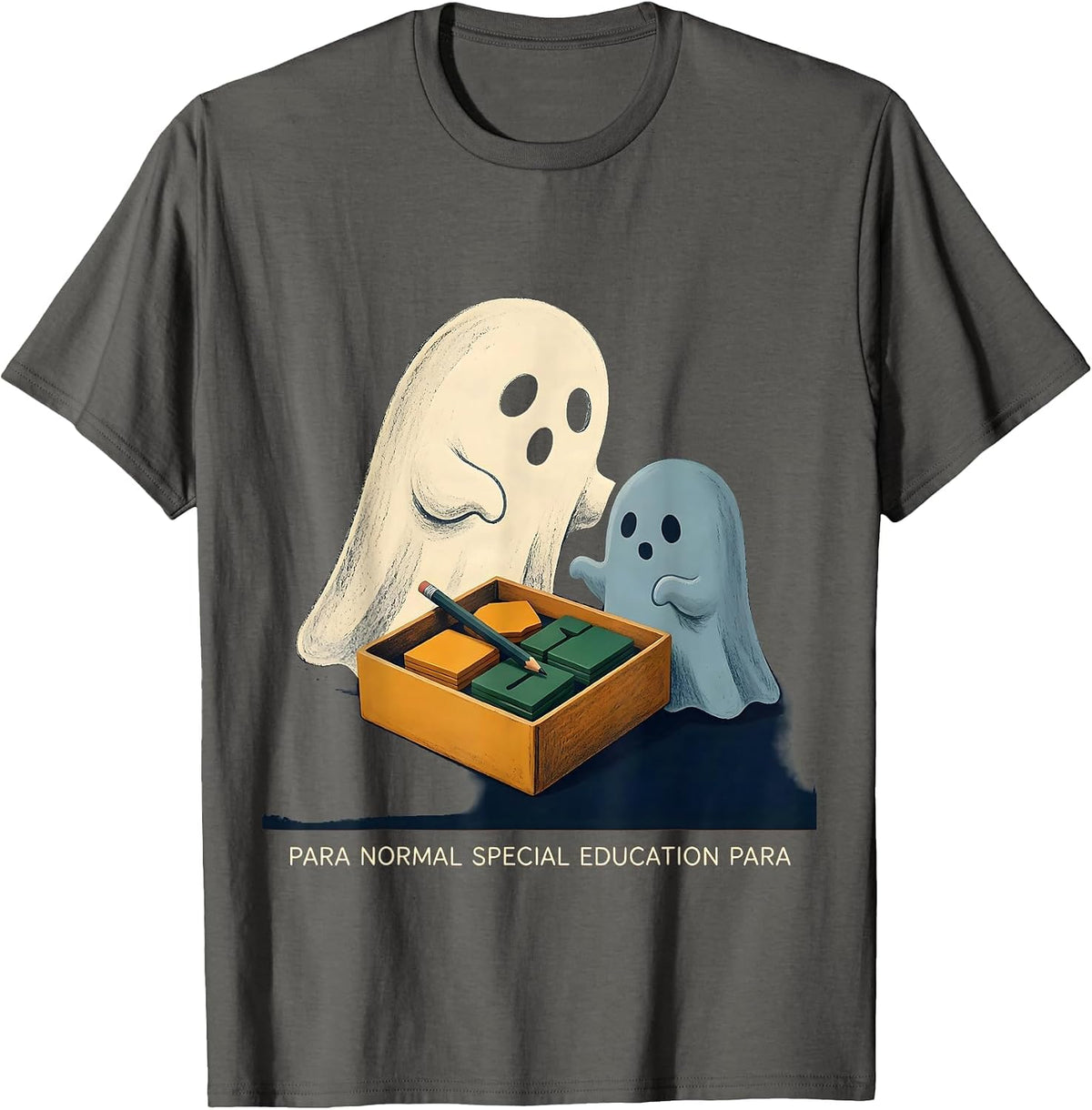 Men's Para Normal Special Education Para Ghost Halloween Teacher T-Shirt - Asphalt Grey
